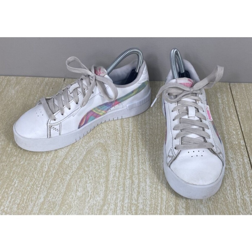 Puma Jada Swirl Sz 5C Shoes White Pink Low Top Tennis Shoes / Sneakers - Picture 4 of 10